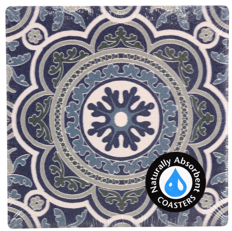 Moroccan Tile Absorbent Coasters, 3.625x3.625 in.