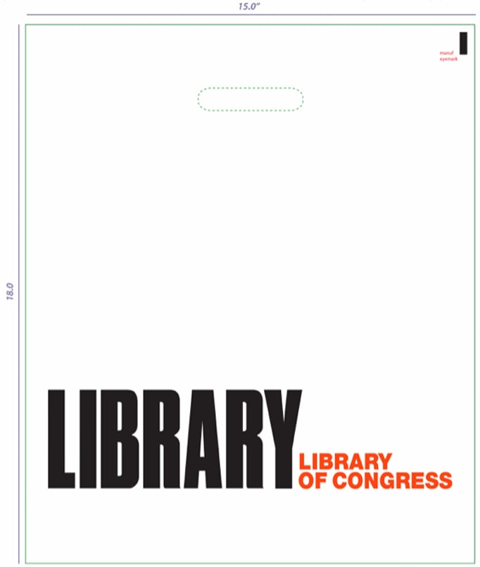 15 x 18 Library of Congress Die Cut Handle Bags-2 Color, 4 MIL
