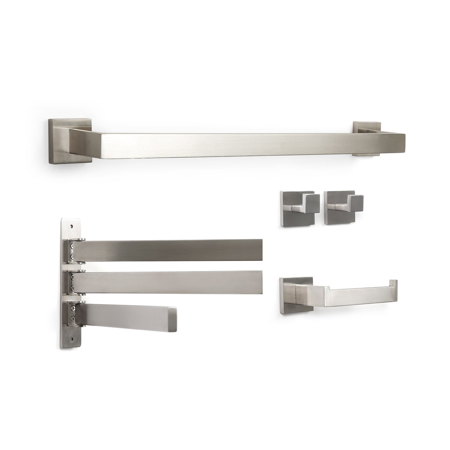 5-Piece Bathroom Hardware Accessory Set with Swivel Towel Rack, Modern 23-Inch Towel Bar Set Wall Mounted, Heavy Duty Stainless Steel Bathroom Accessories (Matte Black)