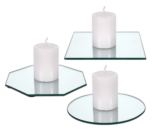Set of 3, Luminessence Glass Mirror Candleholders, 4.5x4.5-in.