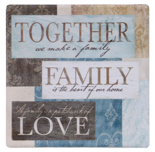 Square Family-Themed Stone Beverage Coasters, 3.75 in.