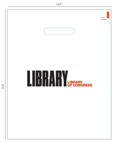 12 x 15 Library of Congress Die Cut Handle Bags-2 Color, 4 MIL