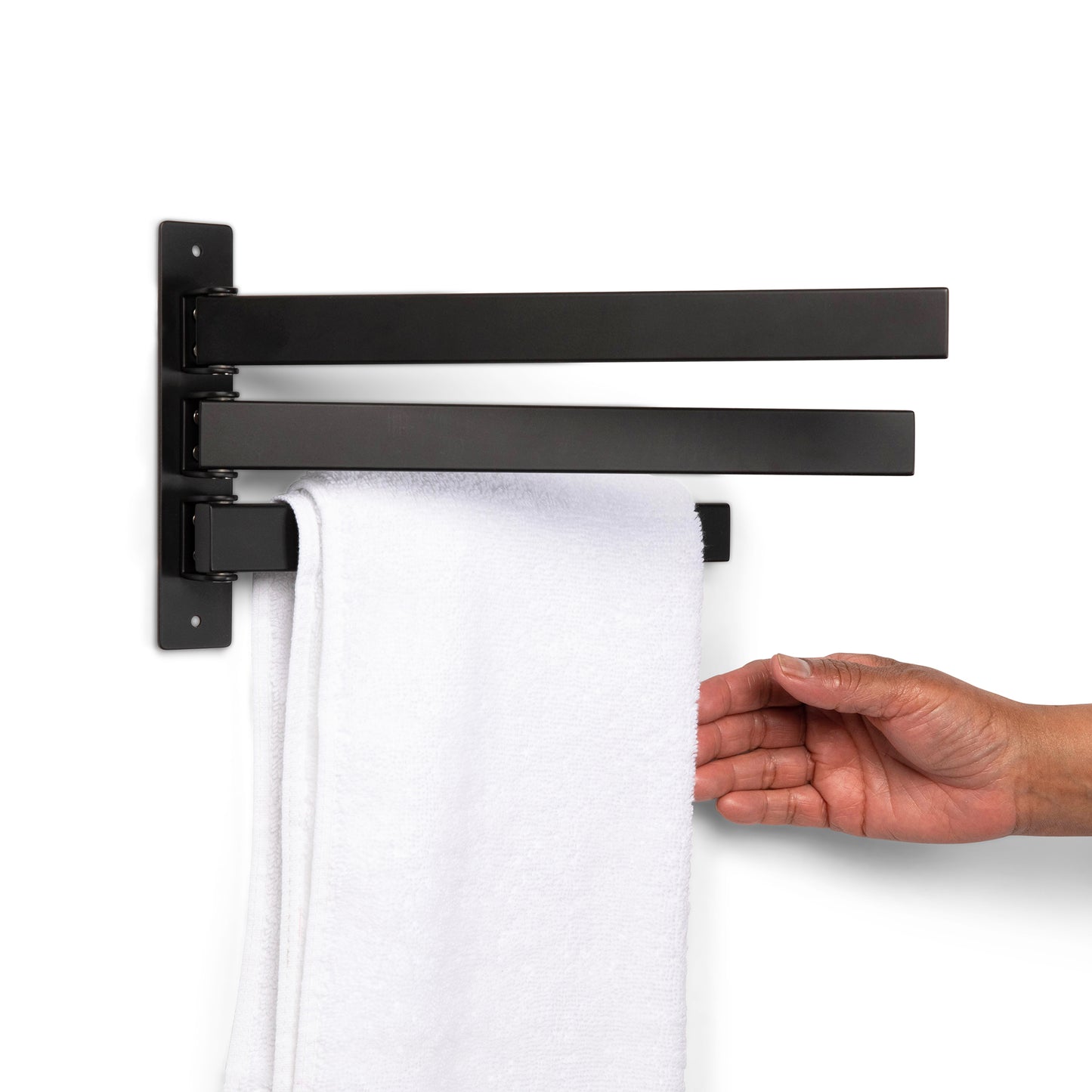 5-Piece Bathroom Hardware Accessory Set with Swivel Towel Rack, Modern 23-Inch Towel Bar Set Wall Mounted, Heavy Duty Stainless Steel Bathroom Accessories (Matte Black)